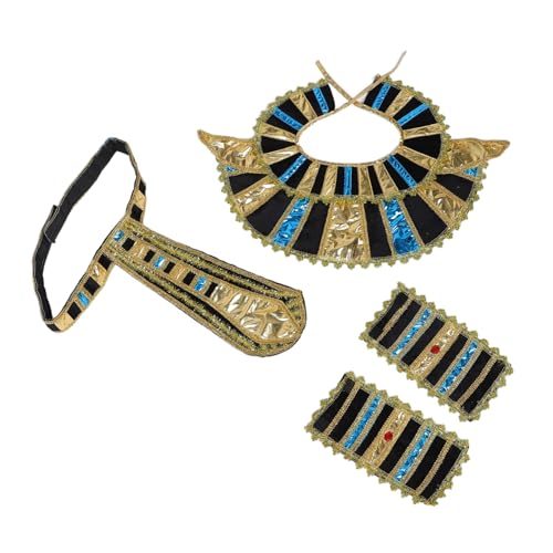 LIGIGWASH Ägyptisches Kostüm Set Teilig Goldener Gürtel Kragen Armbänder Komfortable für Männer Frauen Halloween Party Bühnenauftritte Cosplay von LIGIGWASH