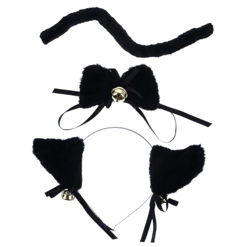 LIGIGWASH Cat Ears Haarreif mit Schleife und Verstellbar Cosplay Kostüm Zubehör für Halloween Karneval Fasching und Party Einheitsgröße für Damen und Mädchen von LIGIGWASH