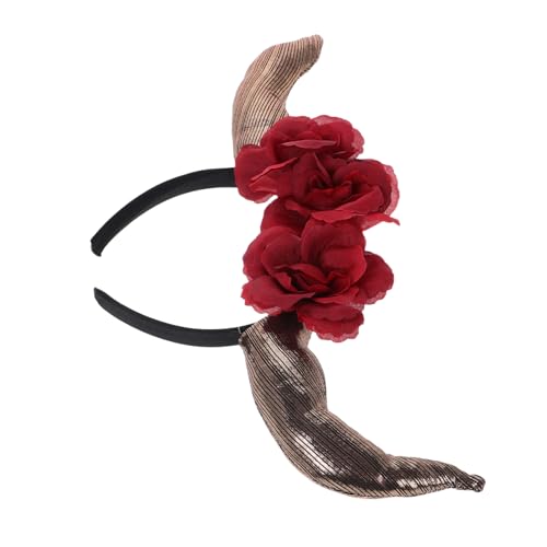 LIGIGWASH Dämonen Horn Stirnband Halloween Kostüm Kopfschmuck Damen Weinrot Teufelshörner Karneval Party Cosplay Zubehör Leicht und Komfortabel für Haararten von LIGIGWASH