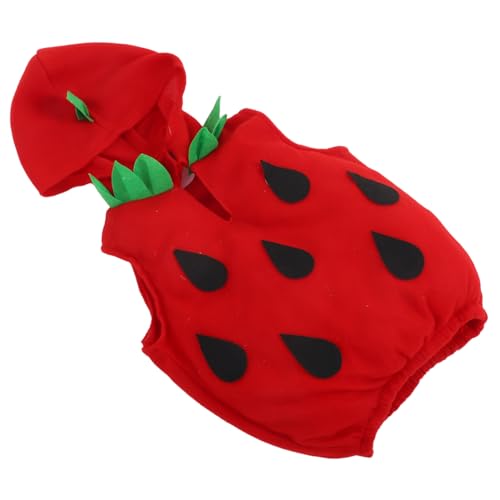 LIGIGWASH Erdbeer Kostüm Jahre Weiches Obst Outfit mit Kapuze für Halloween und Bühnenauftritte Lebensechte Rote Fruchtverkleidung für Kleinkinder und Warm von LIGIGWASH