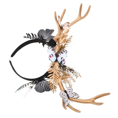 LIGIGWASH Extragroßes Hirschgeweih Haarreif mit Schmetterlingsblumen Leichtes Komfortables Rentier-haarband für Damen Festliches Accessoire zu Weihnachten Halloween und Saisonalen Feiern LIGIGWASH Extragroßes Hirschgeweih Haarreif mit Schmetterlingsblumen Leichtes Komfortables Rentier-haarband für Damen Festliches Accessoire zu Weihnachten Halloween und Saisonalen Feiern von LIGIGWASH