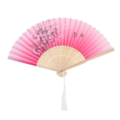LIGIGWASH Faltfächer im Japanischen Stil Handgefalteter Fächer für Tanzaufführungen und Partys Rosafarbener Hintergrund mit Blumenmuster für Hochzeiten und Dekoration LIGIGWASH Faltfächer im Japanischen Stil Handgefalteter Fächer für Tanzaufführungen und Partys Rosafarbener Hintergrund mit Blumenmuster für Hochzeiten und Dekoration von LIGIGWASH