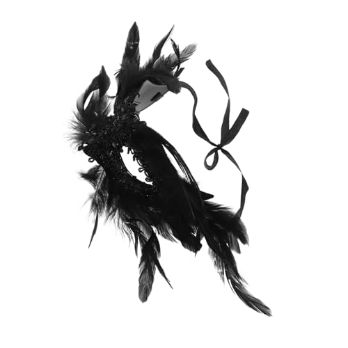 LIGIGWASH Gothic Feder Halbgesichtsmaske Damen mit Glitzer Pailletten Elastischem Band für Kostümparty Cosplay Ball Halloween Bühnenauftritt LIGIGWASH Gothic Feder Halbgesichtsmaske Damen mit Glitzer Pailletten Elastischem Band für Kostümparty Cosplay Ball Halloween Bühnenauftritt von LIGIGWASH