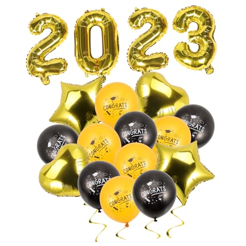 LIGIGWASH Graduationsballons Aluminiumfolie Ballons Schwarz und Gold Stern und Herzform Wiederverwendbar Leicht und Robust Dekoration für Abschlussfeier Innen und Außen Attraktive LIGIGWASH Graduationsballons Aluminiumfolie Ballons Schwarz und Gold Stern und Herzform Wiederverwendbar Leicht und Robust Dekoration für Abschlussfeier Innen und Außen Attraktive von LIGIGWASH