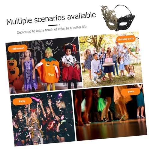 LIGIGWASH Halbgesichts-spitzen-maske Damen Elastisches Band Verstellbar Mysterieuze Augenmaske Für Maskenball Halloween Karneval Party Zubehör Schwarz-gold von LIGIGWASH