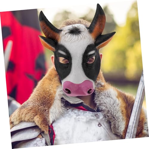 LIGIGWASH Halloween Cow Maske Halbgesicht Tierdesign für Erwachsene Atmungsaktiv Wiederverwendbar für Kostümfest Maskerade Karneval Prank Performance von LIGIGWASH