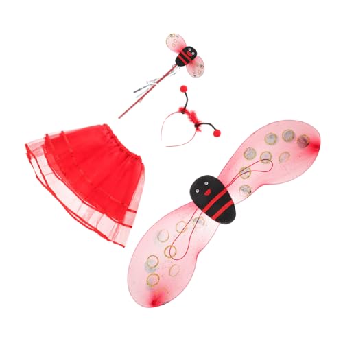 LIGIGWASH Ladybug Kostüm Set Mädchen Tüllrock Leichtes Verkleiden für Karneval Halloween Party mit Flügeln und Haarreif Bequemer Ladybug Dress Up für Bühnenauftritte und Fasching von LIGIGWASH