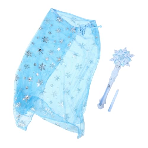 LIGIGWASH Leuchtender Schneeflocken Zauberstab und Prinzessinnen Cape für Mädchen Glitzerndes Cosplay Partyzubehör Leichtes Kinderfreundliches Design als Mitgebsel und Fotorequisite von LIGIGWASH
