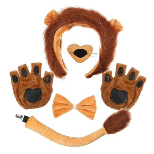 LIGIGWASH Löwenkostüm Set Teiliges Tierkostüm Dschungel Accessoires mit Realistischem Design Weiche Atmungsaktive Materialien Nase Pfotenhandschuhe für Halloween und Fasching LIGIGWASH Löwenkostüm Set Teiliges Tierkostüm Dschungel Accessoires mit Realistischem Design Weiche Atmungsaktive Materialien Nase Pfotenhandschuhe für Halloween und Fasching von LIGIGWASH