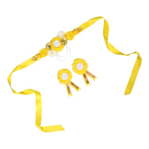 LIGIGWASH Maternity Sash Gürtel Set mit Blütenbrosche und Daddy Badge Gelber Bienenthema Shower Schwangerschafts-schärpe für Werdende Mütter Vielseitiges Party-accessoire für Fotoshootings LIGIGWASH Maternity Sash Gürtel Set mit Blütenbrosche und Daddy Badge Gelber Bienenthema Shower Schwangerschafts-schärpe für Werdende Mütter Vielseitiges Party-accessoire für Fotoshootings von LIGIGWASH