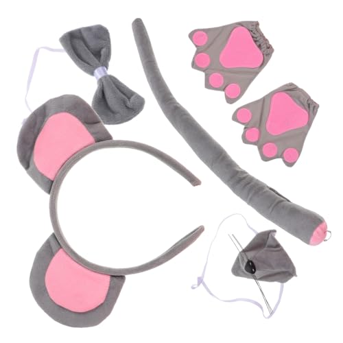 LIGIGWASH Maus Kostüm Graue Mausohren Stirnband Handschuhe Party Cosplay Zubehör für Erwachsene und Geburtstag Karneval Fasching von LIGIGWASH