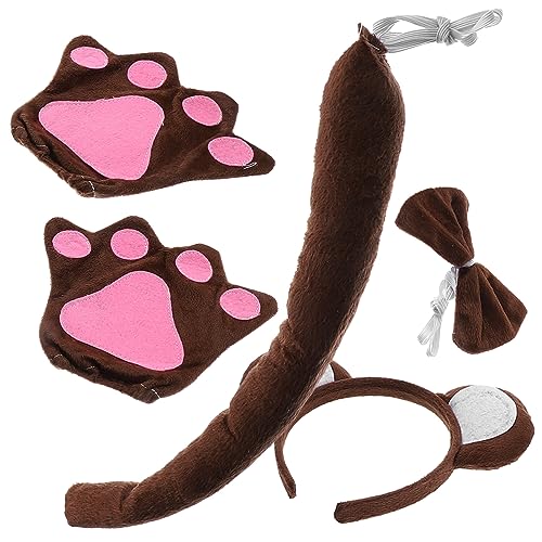 LIGIGWASH Monkey Kostüm Set mit Stirnband Fliege und Fingerlosen Handschuhen Hautfreundlich Passend für Tier und Kostümpartys Vielseitig und Rutschfest Lebhaftes Affen Design von LIGIGWASH