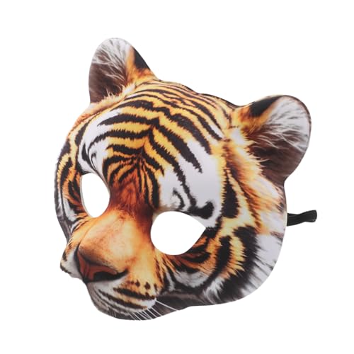 LIGIGWASH Realistische Tigermaske Halbgesichtsmaske aus EVA mit Elastischem Band für Kostüm Karnevalspartys Bequem Langlebig Vielseitig Einsetzbar für Cosplay und Maskerade von LIGIGWASH