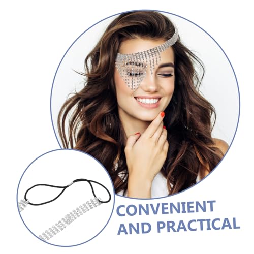 LIGIGWASH Rhinestone Chain Masquerade Maske Damen Glitzerndes Gesichtsschmuck Accessoire für Party Show Halloween Silber Eleganter Modischer Gesichtsschmuck von LIGIGWASH