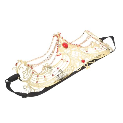 LIGIGWASH Rhinestone Halbgesichts Maske mit Goldfarbenen Ketten und Fransen Handgefertigtes Party Accessoire für Karneval Halloween Maskenball und Festliche Kostüme von LIGIGWASH