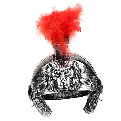 LIGIGWASH Römischer Helm Cosplay Kostüm Zubehör für Erwachsene und Jugendliche Mittelalterlicher Soldatenhelm mit Rotem Federbesatz Leichter Krieger Helm für Historische Verkleidungen von LIGIGWASH