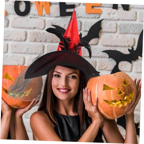 LIGIGWASH Roter Hexenhut mit Rosen und Halloween Cosplay Partyhut Langlebiger Festliche Kopfbedeckung für Erwachsene und Dekoratives Hexenhut Accessoire LIGIGWASH Roter Hexenhut mit Rosen und Halloween Cosplay Partyhut Langlebiger Festliche Kopfbedeckung für Erwachsene und Dekoratives Hexenhut Accessoire von LIGIGWASH