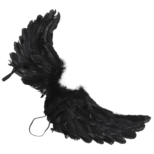 LIGIGWASH Schwarze Engelsflügel Kostüm Prop Kleines Leichtes Federflügel Accessoire für Faschingskostüme Halloween Karneval Cosplay und Partys und Einfach zu Tragen von LIGIGWASH