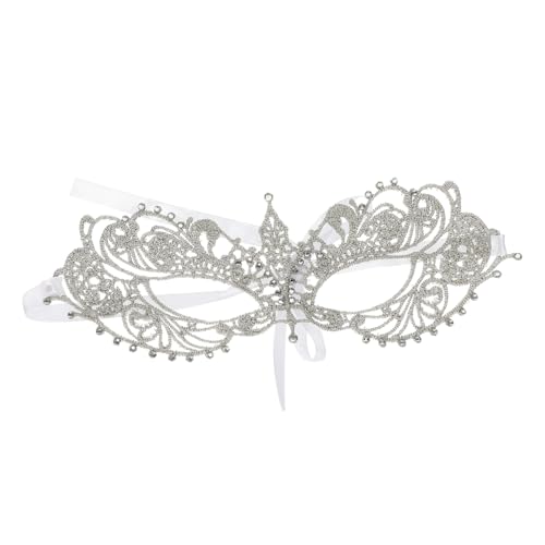 LIGIGWASH Spitzen Masquerade Maske Damen Dekorative Venezianische Gesichtsverkleidung Karneval Halloween Party mit Silberner Spitze und Strass von LIGIGWASH