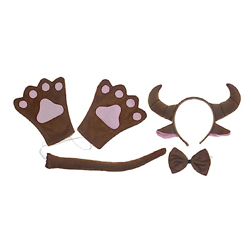 LIGIGWASH Tierohren Stirnband mit Rinderhörnern und Cartoon Kostüm Set für Bequemes Animal Ear Headband Niedliches Cosplay Zubehör für Karneval und Geburtstag LIGIGWASH Tierohren Stirnband mit Rinderhörnern und Cartoon Kostüm Set für Bequemes Animal Ear Headband Niedliches Cosplay Zubehör für Karneval und Geburtstag von LIGIGWASH