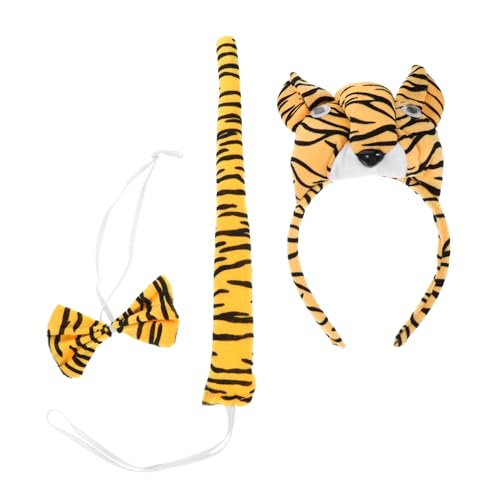 LIGIGWASH Tiger Kostüm Stirnband Set mit Ohren und Atmungsaktiv und Langlebig für Halloween Bühnenauftritte Cosplay und Kostümpartys Teiliges Tierkostüm Zubehör von LIGIGWASH