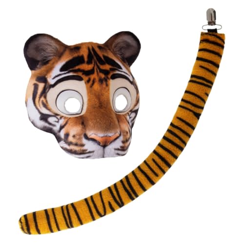LIGIGWASH Tiger Masken und Set aus Atmungsaktivem EVA mit Elastischem Band Leichtes Tierkostüm für Halloween Karneval Maskenball Geeignet für Männer und Frauen von LIGIGWASH