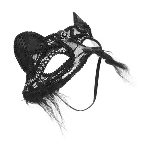 LIGIGWASH Venezianische Katzenmaske Cosplay Maske Schwarz für Maskenball Halloween Party Partyzubehör Realistisch und Leicht mit Augenlöchern Stilvolles Karnevalskostüm für Damen von LIGIGWASH