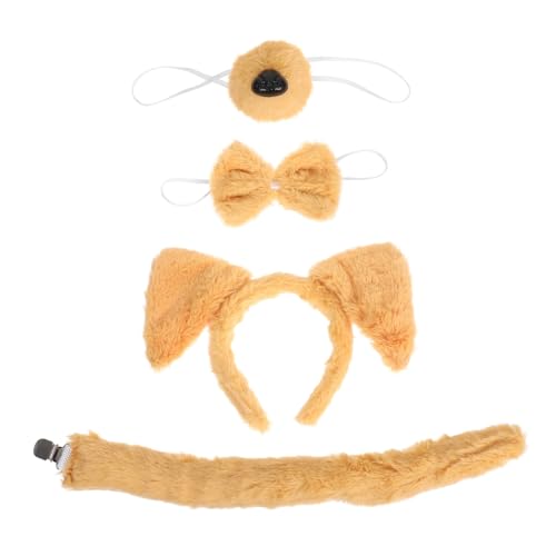 LIGIGWASH Weiches Plüsch Hundeohren Stirnband und Set Niedliches Tierkostüm Zubehör für Damen Spitze Ohren und Hängende Form Vielseitig für Halloween Mottoparty und Cosplay von LIGIGWASH