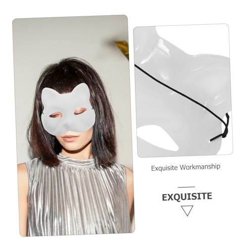 LIGIGWASH Weiße Katze Halbgesichtsmaske Robustem Kunststoff Bemalbare Tiermaske für DIY Halloween Cosplay Masken mit Zubehör für Maskerade und LIGIGWASH Weiße Katze Halbgesichtsmaske Robustem Kunststoff Bemalbare Tiermaske für DIY Halloween Cosplay Masken mit Zubehör für Maskerade und von LIGIGWASH