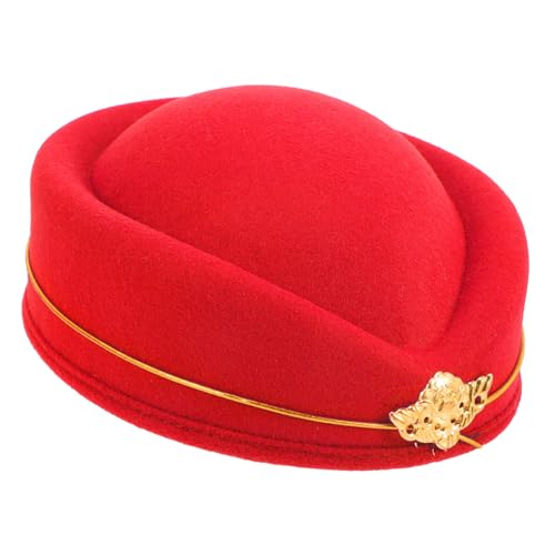 LIGIGWASH Wollfilz Stewardess Mütze Stilvolle Cosplay Party Hut Damen Air Hostess Zubehör Bühnenauftritt Karneval von LIGIGWASH