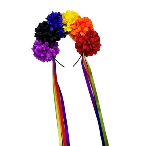 Haarreif mit Rosen-Regenbogen-Blumenmuster, bunte Blumen-Quasten, Haarstyling für Live-Show, Stirnbänder für Karneval, Karneval, Kopfbedeckung Haarreif mit Rosen-Regenbogen-Blumenmuster, bunte Blumen-Quasten, Haarstyling für Live-Show, Stirnbänder für Karneval, Karneval, Kopfbedeckung von LIGSLN