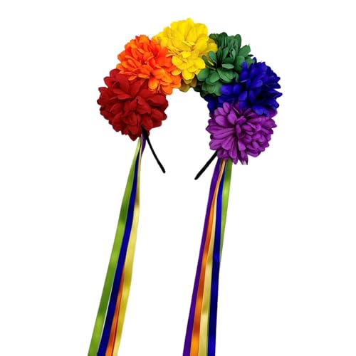 Haarreif mit Rosen-Regenbogen-Blumenmuster, bunte Blumen-Quasten, Haarstyling für Live-Show, Stirnbänder für Karneval, Karneval, Kopfbedeckung Haarreif mit Rosen-Regenbogen-Blumenmuster, bunte Blumen-Quasten, Haarstyling für Live-Show, Stirnbänder für Karneval, Karneval, Kopfbedeckung von LIGSLN