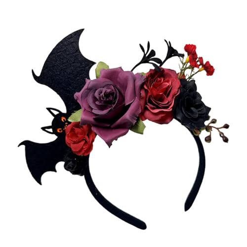Halloween Rose Fledermaus Haarband Elegant Kostüm Zubehör Praktisches Harz Leicht Für Partys Rollenspiele Gothic Halloween Haarschmuck von LIGSLN