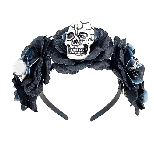 LED-Haarreif in Blumen- und Totenkopf-Form, für Halloween, Bühne, Hochzeit, Party, Frauen mit Spinnen, LED-Totenkopf von LIGSLN
