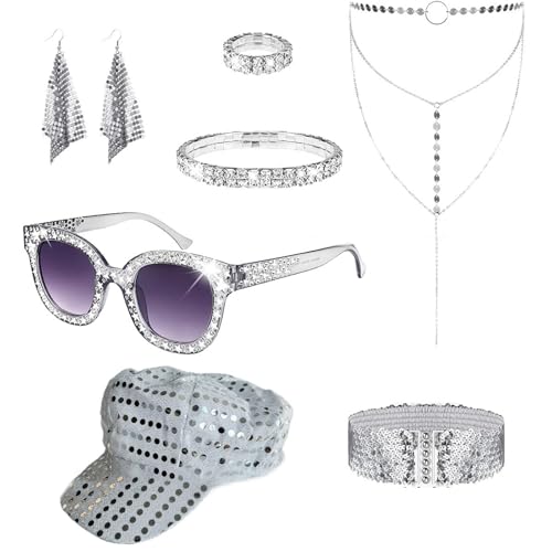 LIGSLN 7-teiliges Diskotheken-Set, 1950er, 1960er, 1970er, 80er Jahre, Rockstars, coole Outfits für Halloween, Geburtstag, Party, Kostüm, Verkleidungszubehör, Rockstars, coole Outfits LIGSLN 7-teiliges Diskotheken-Set, 1950er, 1960er, 1970er, 80er Jahre, Rockstars, coole Outfits für Halloween, Geburtstag, Party, Kostüm, Verkleidungszubehör, Rockstars, coole Outfits von LIGSLN