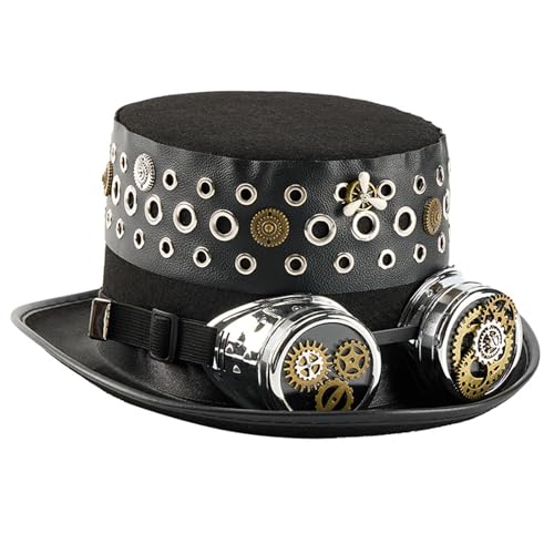 LIGSLN Dark Goggles Zylinderhut mit Ösen, industrielles Zeitalter, Cosplay-Kostüm, Zubehör, Unisex, Halloween-Zubehör LIGSLN Dark Goggles Zylinderhut mit Ösen, industrielles Zeitalter, Cosplay-Kostüm, Zubehör, Unisex, Halloween-Zubehör von LIGSLN