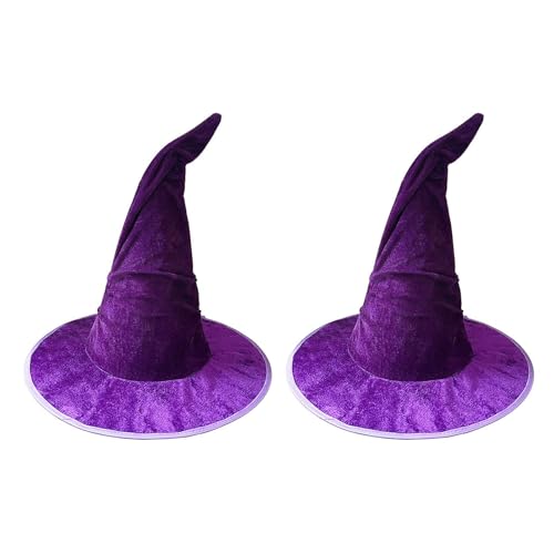 LIGSLN Gefalteter Hexenhut für Halloween-Party, Zauberer-Hüte mit bequemem Stoff und flexiblem Draht für längeres Tragen, 2 Stück, Unisex, Vintage, Halloween-Hut von LIGSLN