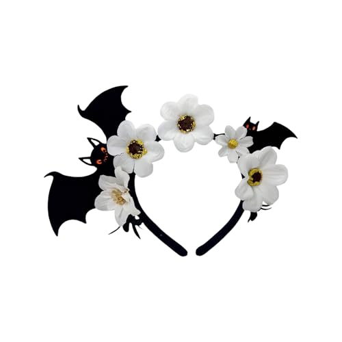 LIGSLN Halloween-Haarreif mit Blumen- und Fledermaus-Design, flexibel, dunkle Serie, Haarreif für Partys, Veranstaltungen, Fotografie, Kinder, sicheres Halloween-Haarband von LIGSLN