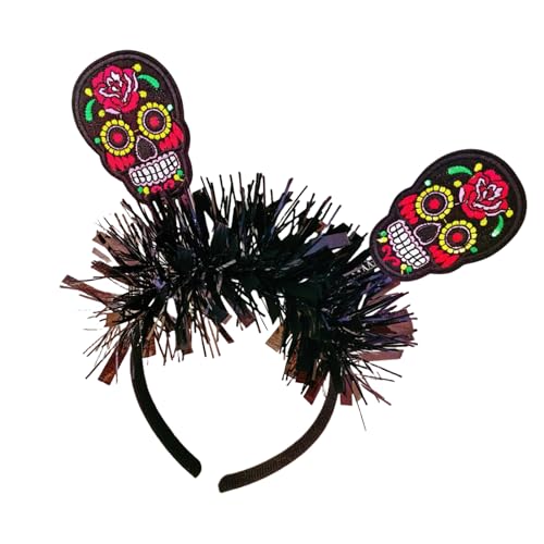 LIGSLN Halloween-Skelett-Stirnband, verstellbare Größe, Schädel-Haarschmuck, Cosplay-Kopfschmuck, Kopfbedeckung für Kostümpartys, einzigartiges Totenkopf-Stirnband von LIGSLN