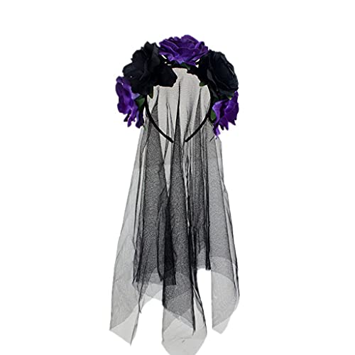 LIGSLN Netzschleier Stirnband Blume Spitze Kopfbedeckung für Halloween Party Karneval Vintage Kopfbedeckung Cosplay Kopfbedeckung Supplies Gothic Blumengirlande Halloween Wear von LIGSLN