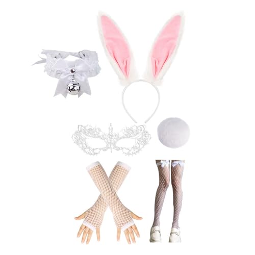 LIGSLN Osterhasen-Kostüm-Zubehör-Set mit Hasenohren, Stirnband, Fliege, Schwanz und Armstulpen, Halloween, Cosplay, Halloween, Cosplay-Kostüme LIGSLN Osterhasen-Kostüm-Zubehör-Set mit Hasenohren, Stirnband, Fliege, Schwanz und Armstulpen, Halloween, Cosplay, Halloween, Cosplay-Kostüme von LIGSLN