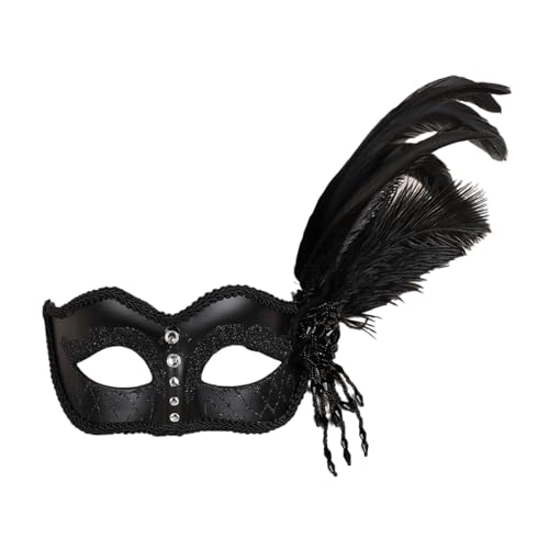 LIGSLN Venezianer-Augenmaske mit Strasssteinen, Federn, Halbgesicht, für Maskeraden, Bälle, Halloween, Party, Cosplay, Foto, Venezianer, Frauen, für Maskeraden von LIGSLN