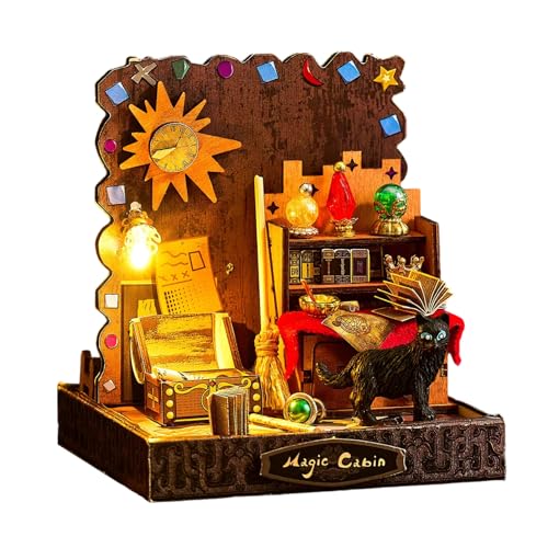 Miniatur-Szenen-Kits im Vintage-Stil, für kreative Montage und Dekoration, mit beleuchtetem Design für Kinder, Geschenk, Miniatur-Szenen-Kits von LIGSLN