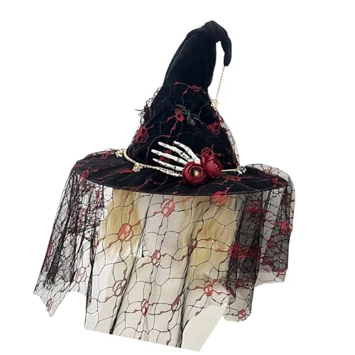 Punk Spitze Totenkopf Druck Hut mit Spinnen Dekor breite Krempe Hut Rollenspiel Kopfbedeckung für Halloween Cosplay Kostüm Zubehör Halloween Kostüm Zubehör Punk Spitze Totenkopf Druck Hut mit Spinnen Dekor breite Krempe Hut Rollenspiel Kopfbedeckung für Halloween Cosplay Kostüm Zubehör Halloween Kostüm Zubehör von LIGSLN