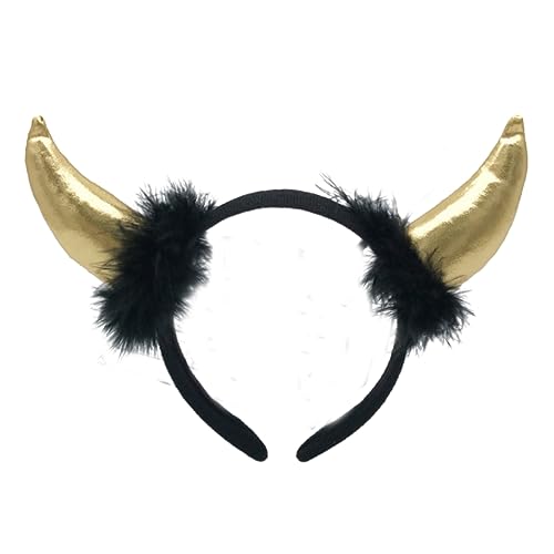 Teufelshörner Stirnband Feder Glitzer für Halloween Kostüm Cosplay Kopfschmuck Geschenke Hörner Stirnband Horn Halloween Haarband von LIGSLN