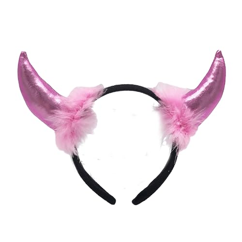 Teufelshörner Stirnband Feder Glitzer für Halloween Kostüm Cosplay Kopfschmuck Geschenke Hörner Stirnband Horn Halloween Haarband von LIGSLN