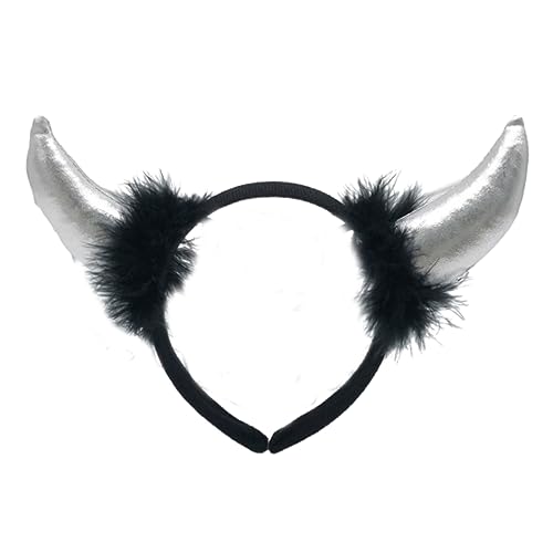 Teufelshörner Stirnband Feder Glitzer für Halloween Kostüm Cosplay Kopfschmuck Geschenke Hörner Stirnband Horn Halloween Haarband von LIGSLN