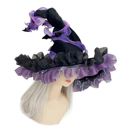 Verstellbarer Hexenkostüm-Hut, leicht, bequem, Stoff, elastisches Band, für Halloween-Partys, Cosplay, Event und Thementreffen, Unisex, Hexenhut für Kostümpartys von LIGSLN