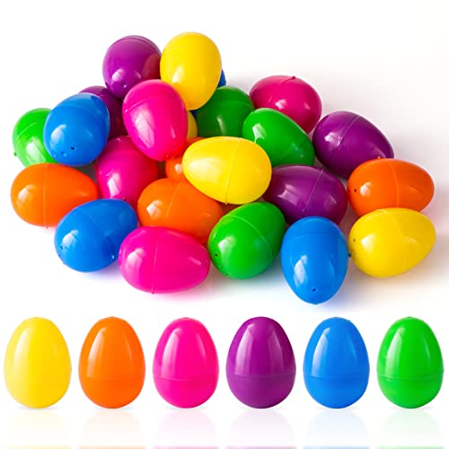 LIHAO 24 x Ostereier Bunt Plastik zum Befüllen und Basteln Ostern Deko für Eiersuche Plastikeier Spielzeug, 4 x 6 cm (MEHRWEG) von LIHAO