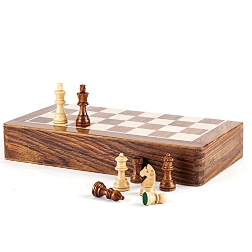 Schachspiel Faltbares Holzschachspiel Handgemachte tragbare Reisespiele Retro Klassisches Kinderbrettspiel Internationale Schachfiguren / 35 cm von LIJBN